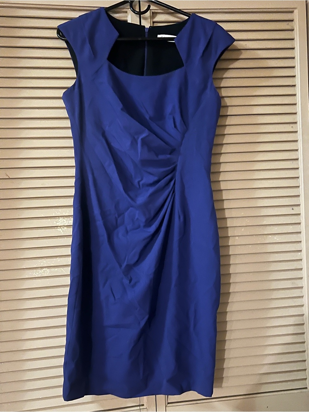 Elegant Calvin Klein Royal Blue Sheath Sleeveless Dress